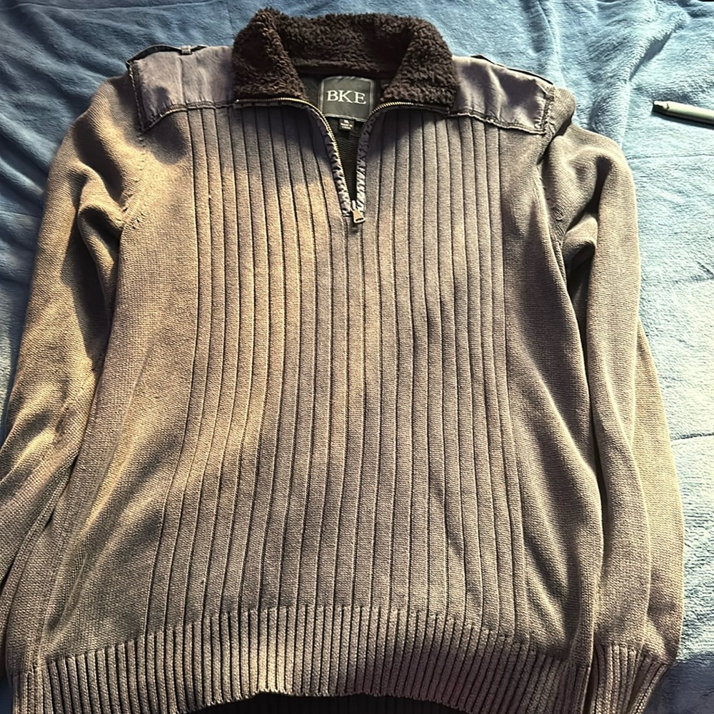 BKE hoodless quarter zip sweater